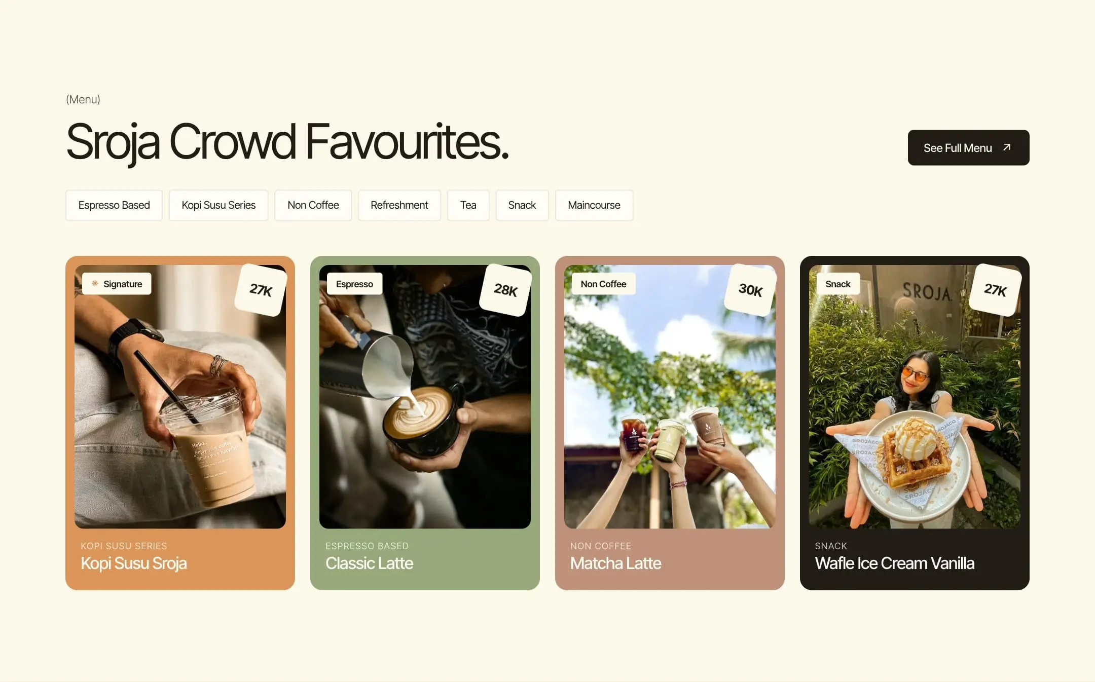 Sroja Coffee: Menu favorit dari satu file data.