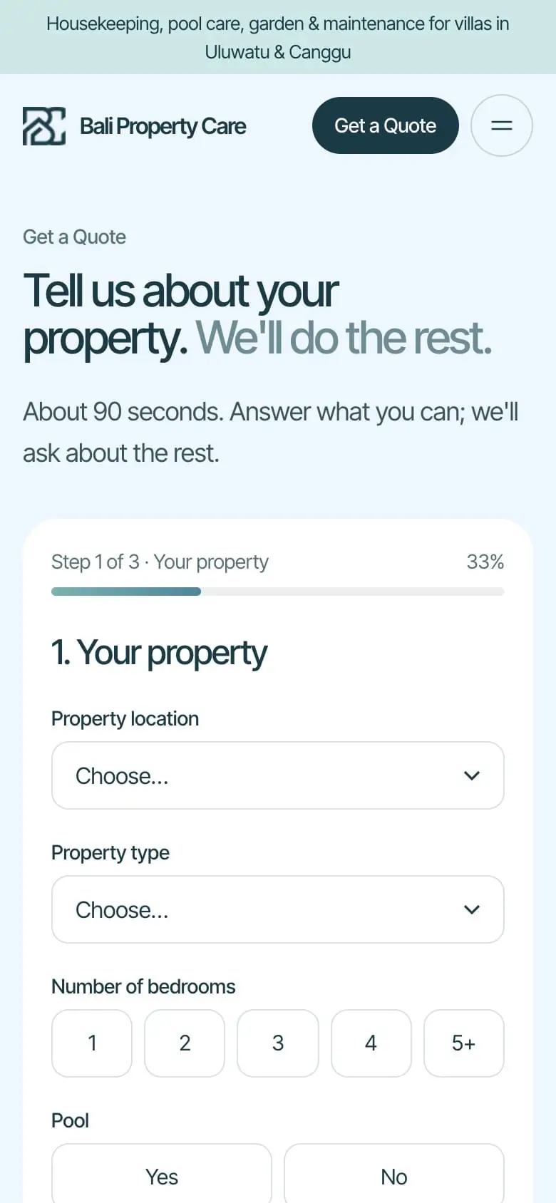 Bali Property Care: Form penawaran